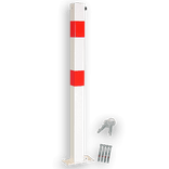 Antiparkeerpaal IB01 70x70mm rood/wit, NEERKLAPBAAR - bodemmontage