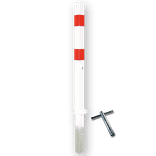 Antiparkeerpaal IB01 70x70mm rood/wit, NEERKLAPBAAR - in bestrating