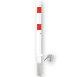 Antiparkeerpaal IB01 70x70mm rood/wit, NEERKLAPBAAR - in bestrating