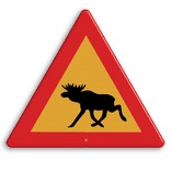 Zweeds verkeersbord Waarschuwing Overstekende Eland / Moose