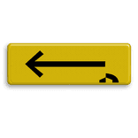 Routebord GEEL FLUOR met zwarte pijl en logo