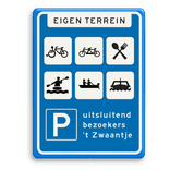 Informatiebord voor eigen terrein met diverse pictogrammen