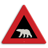 Noorse verkeersbord Waarschuwing Overstekende polar bear