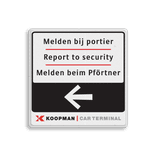 Vierkant routebord met Full-color opdruk, pijl en logo