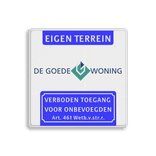 Verkeersbord eigen terrein + logo + verboden toegang artikel 461