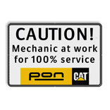 Logobord PON-Equipment onderbord - CAUTION Mechanic at work