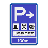 Parkeerbord RVV BW203 inclusief pijl en logo