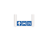 Verwijsbord 57x20cm AUTO en VOETGANGER wit met blauwe pictogrammen en pijl