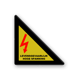 Waarschuwingsbord driehoek ALU-HAAKS -  HOOGSPANNING - LEVENSGEVAARLIJK