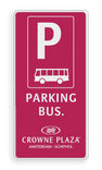 PARKING BUS 400x800x28mm huisstijl Crown Plaza | Wit reflex / PMS Plum 228C