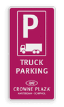 PARKING VRACHTAUTO 400x800x28mm huisstijl Crown Plaza | Wit reflex / PMS Plum 228C