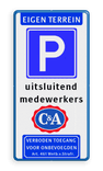Parkeerbord Eigen terrein E04 3txt + kleuren logo