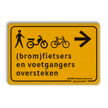 Omleidingsbord - (brom-)fietsers en voetgangers oversteken + logo