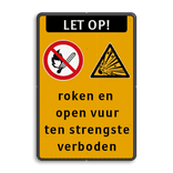 Veiligheidsbord Explosiegevaar, roken en open vuur verboden