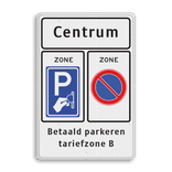 Verkeersbord RVV BW11zb parkeerzone met aanvullende tekst