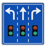 Informatiebord voorsorteren 1180x1180mm met uitsparingen voor 3 verkeerslichten
