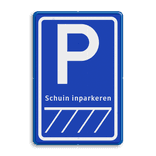 Verkeersbord parkeerplaats voor schuin inparkeren