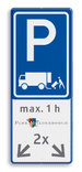 Verkeersbord E07 laden en lossen met logo en 2 pijlen
