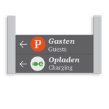 Verwijsbord PWC RAL9006 / 7005  800x400 + reflex | Dubbelzijdig | Montagestukken 80x80mm