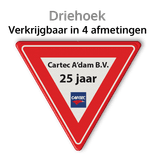 Verkeersbord DOR driehoek reflecterend + eigen opdruk