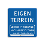 Informatiebord blauw - eigen tekst - verboden toegang Art.461 + logo/beeldmerk