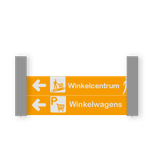 Verwijsbord voor plafond 2 stuks 80x15cm voetgangers oranje met wit