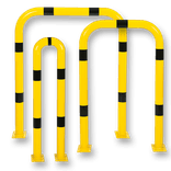 Arceau droit en acier Ø 76 mm jaune/noir – Plusieurs dimensions