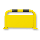 Barrière de protection en acier Ø 76 mm avec plaque fermée – Jaune/noir