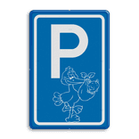 Verkeersbord geboorte jongen, parkeerplaats ooievaar