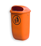 Afvalbak 50 liter - kunststof - groen/oranje - muurbevestiging