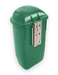 Afvalbak 50 liter - kunststof - groen/oranje - muurbevestiging