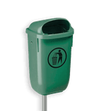 Afvalbak 50 liter - kunststof - groen/oranje - muurbevestiging