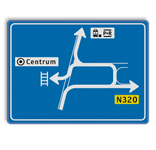 Bewegwijzeringsbord 1600x1180mm blauw/wit met routepijlen voor rijrichting