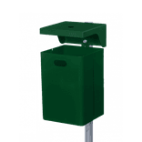 Afvalbak staal 40 liter groen RAL 6005 met asbak - wand of paalmontage