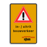 Verkeersbord J37 + uitrit bouwverkeer + logo