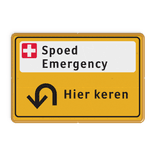 Omleidingsbord geel/zwart Spoedeisende Hulp met pijl en tekst