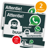 WhatsApp Buurtpreventie SET - 2 borden + 20 stickers - L209wa