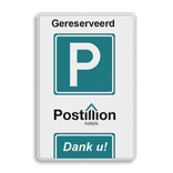 Parkeerverbodsbord met pictogram en tekst in huisstijl