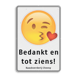 Informatiebord Emoji kus met tekst bedankt en tot ziens