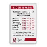 Reflecterende informatiebord met eigen openingstijden en in huisstijl