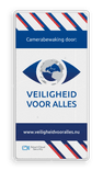 Veiligheidsbord met camerabewaking en logo