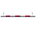 Limiteur de hauteur rouge/blanc avec œillets de suspension – Tube acier Ø60 mm