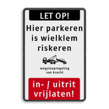 Informatiebord - LET OP + eigen tekst - wielklemregeling - ondertekst