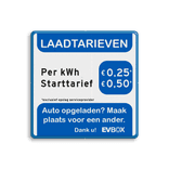 Laadtarievenbord blauw/wit/zwart - vol reflecterend - EV-Box