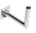 Haakse muurbeugel Ø50 aluminium met schetsplaat 150x150mm