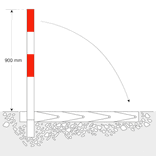 Neerklapbare parkeerpaal inzinkbaar 70x70mm met slot - rood/wit
