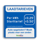 Laadtarievenbord blauw/wit/zwart - vol reflecterend - Greenflux