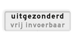 Verkeersbord - Onderbord - uitgezonderd + eigen tekst
