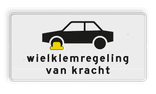 Verkeersbord RVV OB302 - Onderbord - Wielklemregeling van kracht