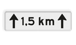 Verkeersbord RVV OB411-1,5 - Afstandsaanduiding in kilometers met pijlen